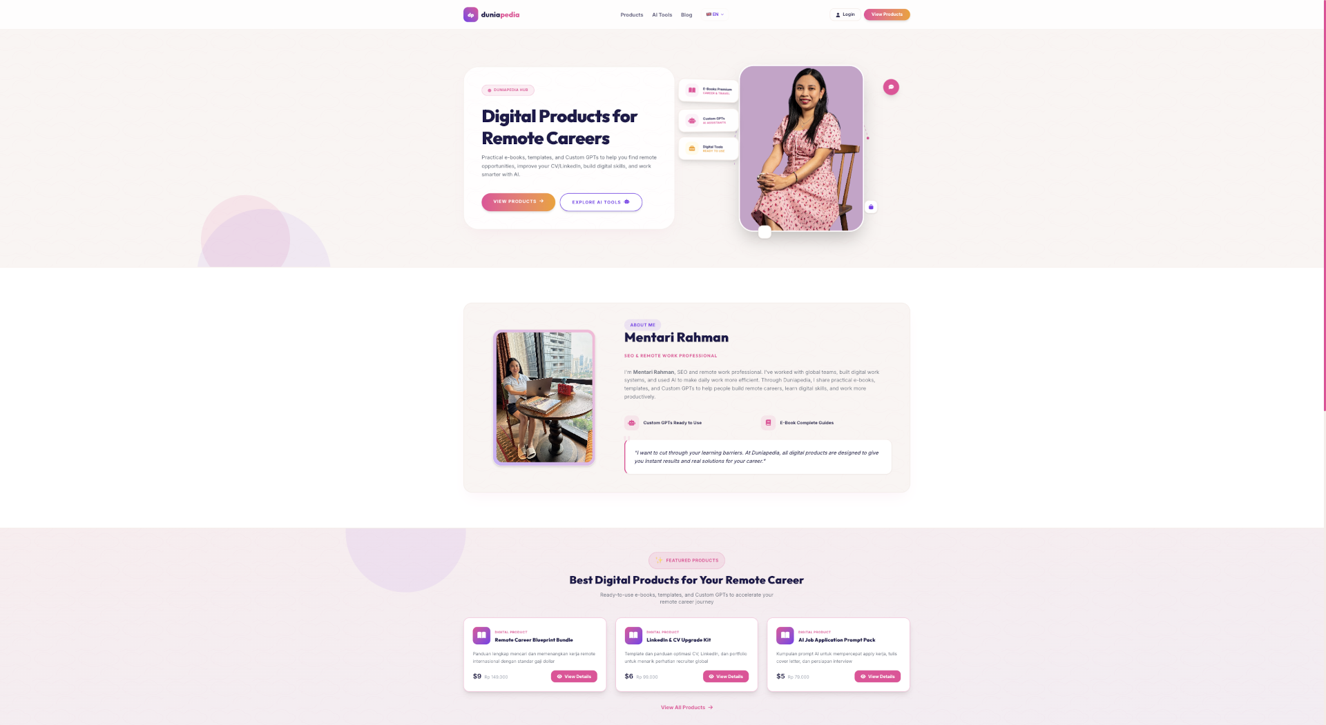 Duniapedia digital commerce platform homepage